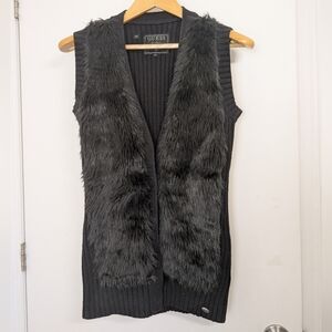 GUESS BLACK FAUX FUR JACKET SIZE SMALL